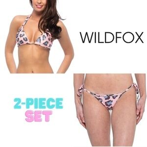 NWT WILDFOX Pink & Blue Leopard Print 2-Pc. Bikini Set XS/S